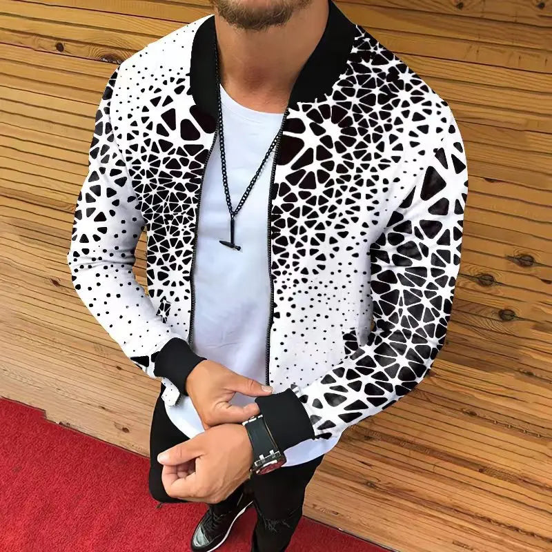 Jaqueta estampada com corte tridimensional masculina, moda casual, comércio exterior, outono e inverno , nova