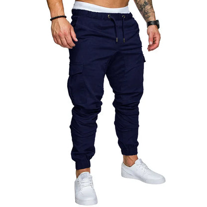 Novas Calças Casuais Masculinas de Tecido Trançado Streetwear Novas Calças de Trabalho com Múltiplos Bolsos