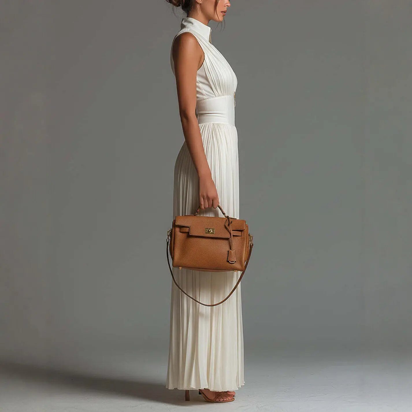Elegant Stand Collar Zipper Pleated Jumpsuit Women's Solid High Waist Wide Leg Romper Summer Sleeveless Vacation Overalls