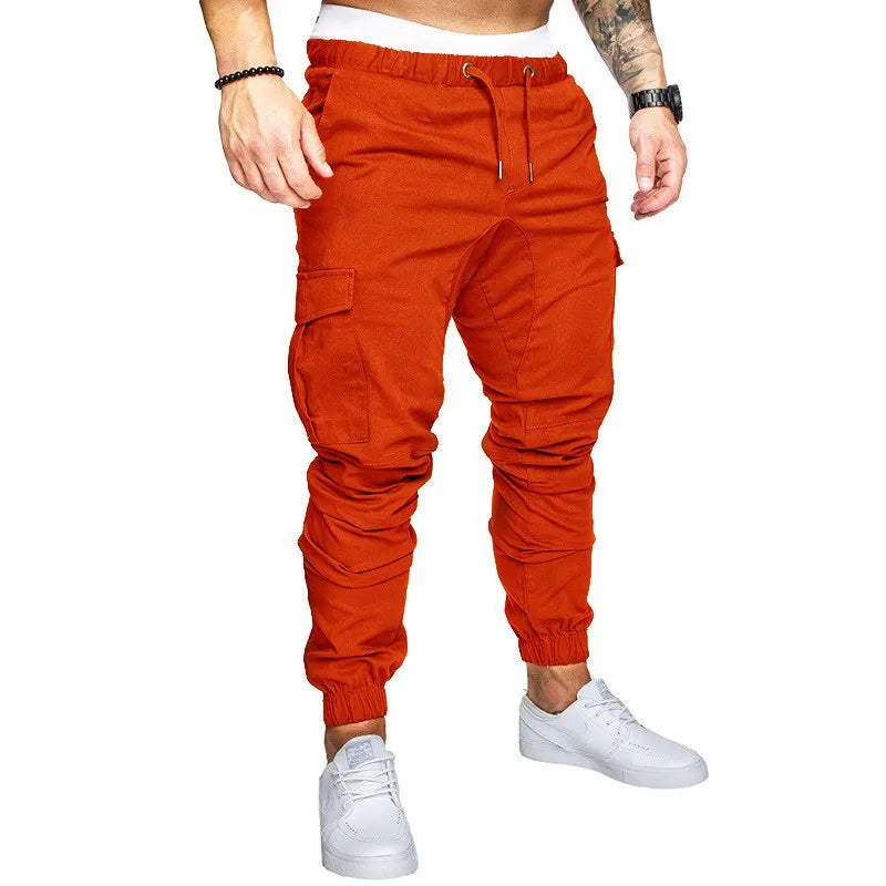 Novas Calças Casuais Masculinas de Tecido Trançado Streetwear Novas Calças de Trabalho com Múltiplos Bolsos