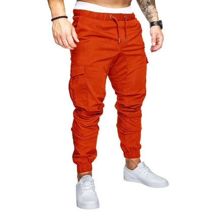 Novas Calças Casuais Masculinas de Tecido Trançado Streetwear Novas Calças de Trabalho com Múltiplos Bolsos