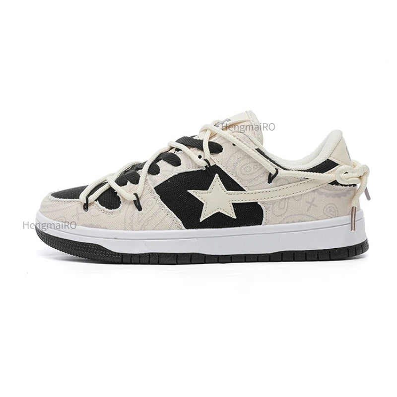 Women Shoes for Men Tennis Retro Star Y2K Punk Skateboard Shoes Fashion Male Sneakers Couple Outdoor Gym Casual Sports Shoes