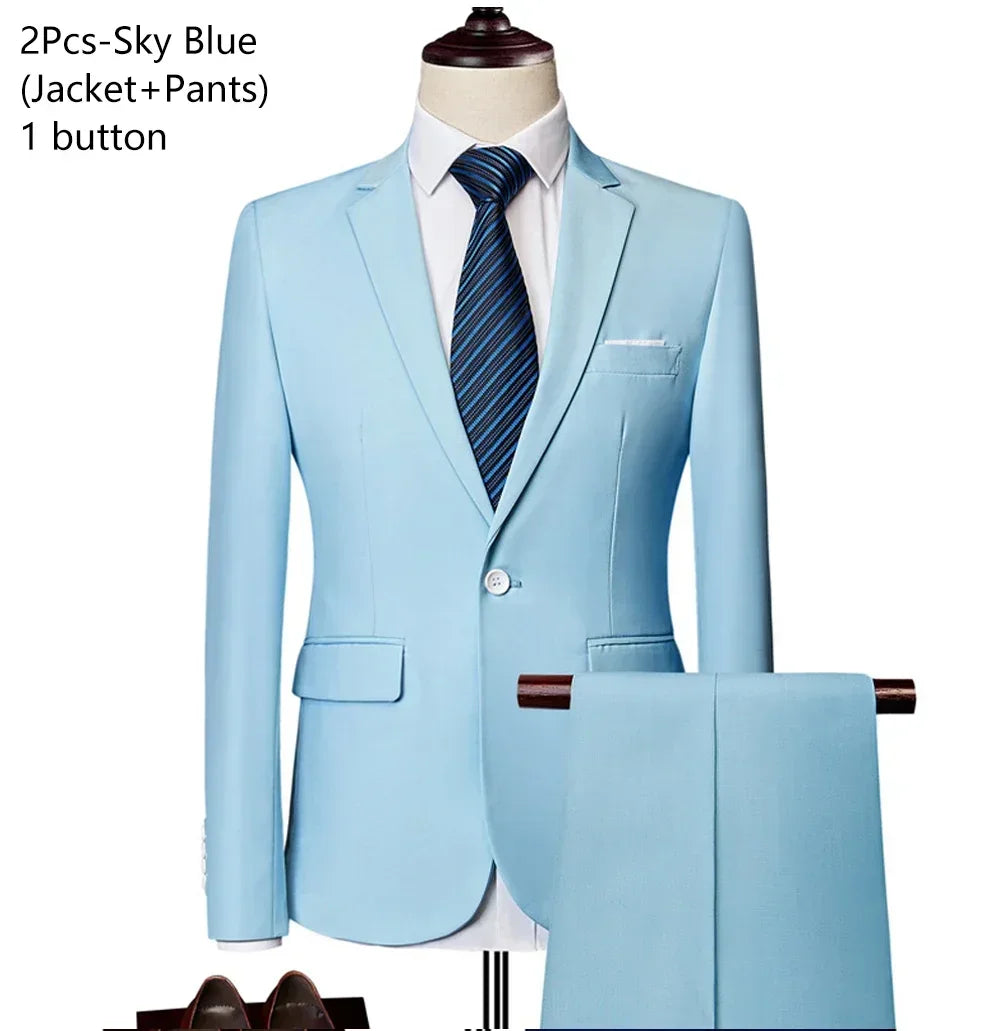 Ternos para homens elegante casamento 3 peças blazers outfit 2 conjunto jaquetas colete calças completo 2025 moda clássico negócios formal