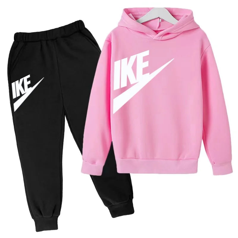 Conjunto de Moletom Infantil de Outono com Letras, Pulôver Esportivo para Crianças de 3 a 12 Anos, Casaco + Calças, Presente de Aniversário para Meninos e Meninas, Roupas de Lazer e Moda