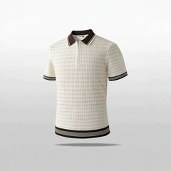 Camisa Polo Masculina de Malha Estilo Novo Verão 2026 Manga Curta Textura 3D Vazada Slim Fit Respirável Casual Elegante