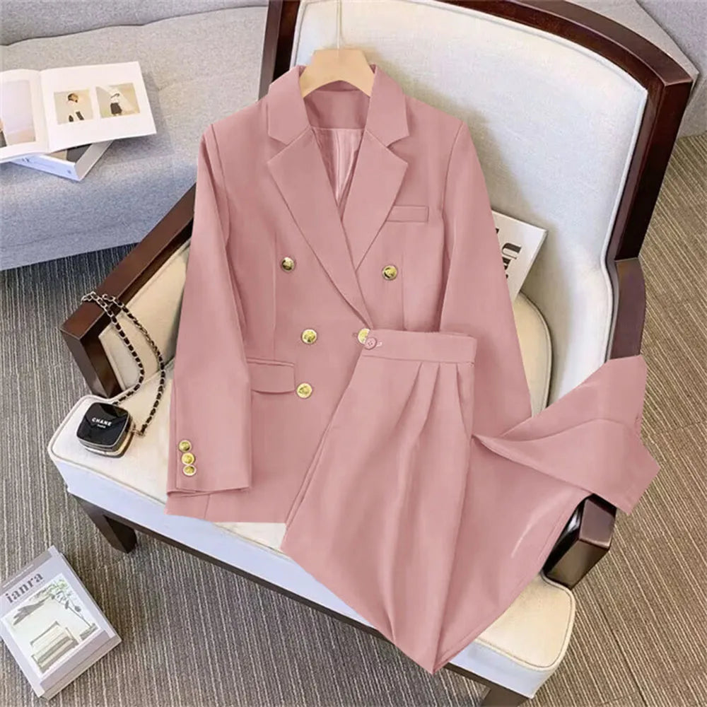 Outono conjunto de duas peças para as mulheres casual chique e elegante topos casacos outfit blazers calças define terno feminino roupas