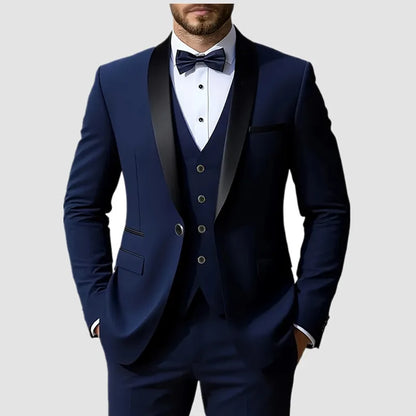 Men's Formal Suit Set Business Casual Slim Fit Tuxedo for Wedding, Long Sleeve Notch Lapel, Groom