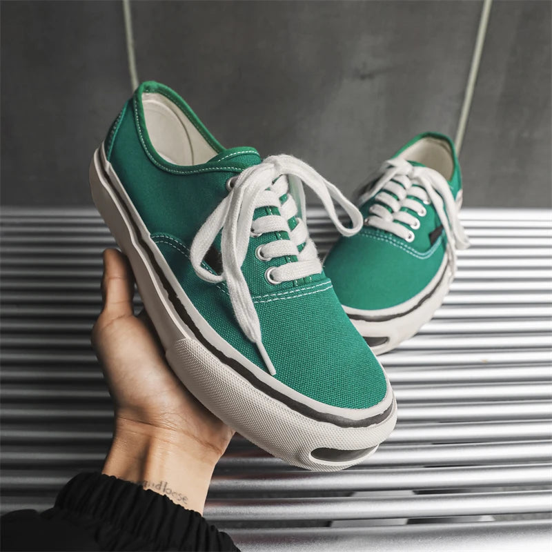 Hkdq tendência vermelho vulcanizado tênis masculino sapatos de lona baixo topo moda casual tênis masculino plataforma antiderrapante sapatos de skate