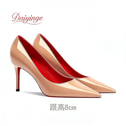 Sapatos femininos da tendência 2026: luxuosos, com sola vermelha, salto alto, bico fino, scarpin agulha de 12 cm, confortáveis para festas e casamentos.