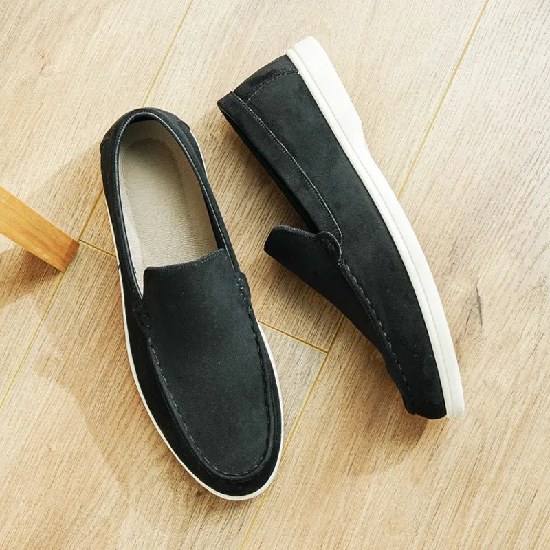 Mocassins Masculinos Confortáveis para Dirigir, Sapatos Slip-On de Couro Camurça Macio Antiderrapantes para Viagens Longas, Sapatos Casuais Masculinos para Caminhada