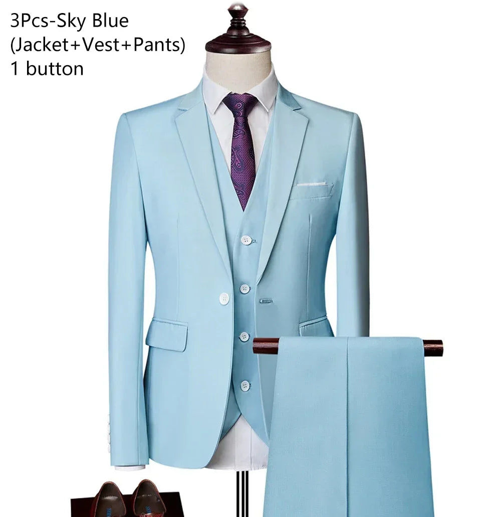 Ternos para homens elegante casamento 3 peças blazers outfit 2 conjunto jaquetas colete calças completo 2025 moda clássico negócios formal