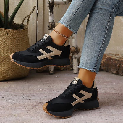 Tênis esportivo feminino da moda, modelo plataforma casual para atividades ao ar livre, com sola grossa, ideal para caminhadas e exercícios. Tênis robusto para mulheres.