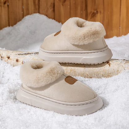 Inverno feminino chinelos internos quente sola grossa sola macia confortável ao ar livre antiderrapante botas de neve moda quarto casa sapatos