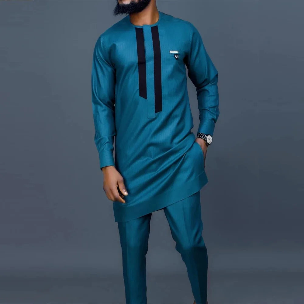 Novo Terno Masculino 2025, Bolso Branco, Conjunto de 2 Peças, Terno Casual de Luxo para Casamento, Estilo Tradicional Africano de Minorias Étnicas