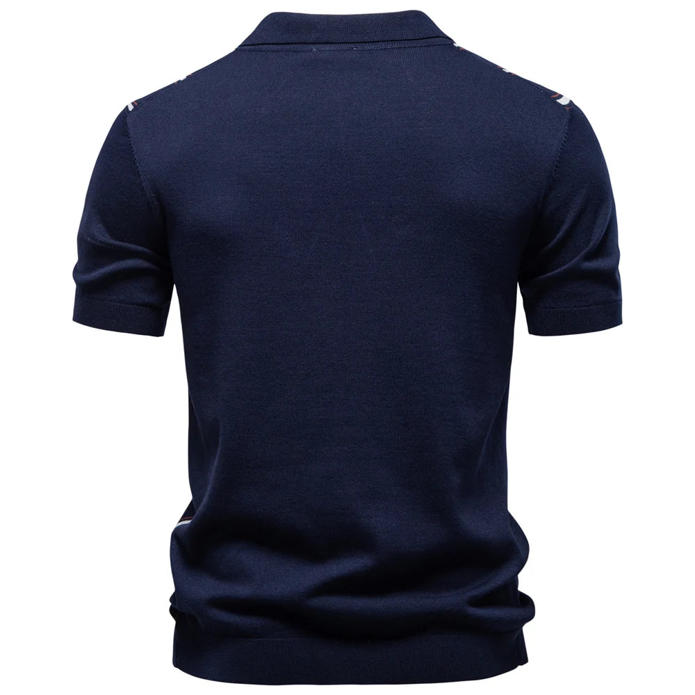 AIOPESON Men's Stripe Polo Shirt Old Money Style Short Sleeve Soft Breathable Casual Elegant Fabric for Comfortable Wear