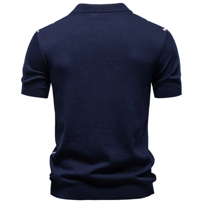 AIOPESON Men's Stripe Polo Shirt Old Money Style Short Sleeve Soft Breathable Casual Elegant Fabric for Comfortable Wear
