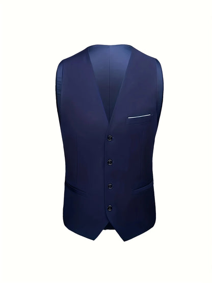 Conjunto de terno masculino de 3 peças, jaqueta + colete + calça, elegante de alta qualidade, adequado para casamentos, festas e ocasiões formais