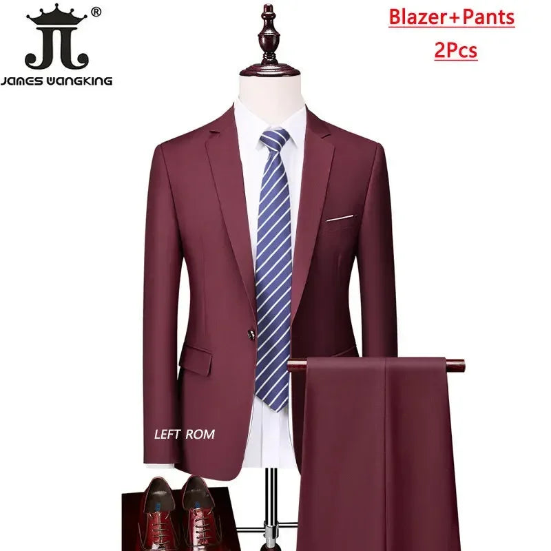 M-6XL 15 Cores (Jaqueta+Colete+Calças) Trajes Formais para Escritório Masculinos Vestido de Casamento para Noivos Vestido de Festa Terno de Cor Sólida