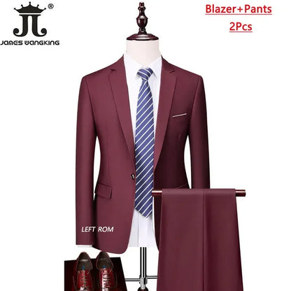 M-6XL 15 Cores (Jaqueta+Colete+Calças) Trajes Formais para Escritório Masculinos Vestido de Casamento para Noivos Vestido de Festa Terno de Cor Sólida
