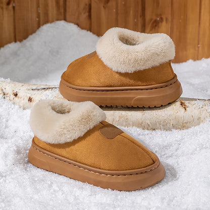 Inverno feminino chinelos internos quente sola grossa sola macia confortável ao ar livre antiderrapante botas de neve moda quarto casa sapatos