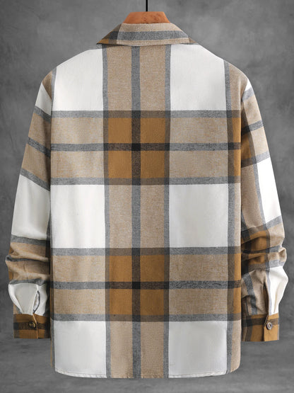Camisa de Flanela Vintage em Xadrez Caramelo, Perfeita para Looks Estéticos de Outono