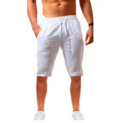 Calções de linho e algodão para homem, novos, respiráveis, de cor sólida, para o verão, ideais para fitness e uso urbano, tamanhos S-3XL