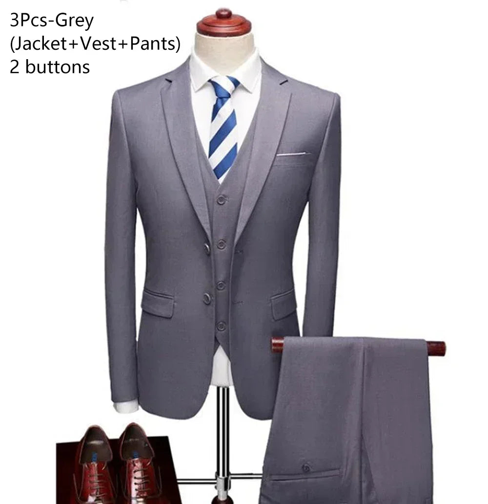Ternos para homens elegante casamento 3 peças blazers outfit 2 conjunto jaquetas colete calças completo 2025 moda clássico negócios formal