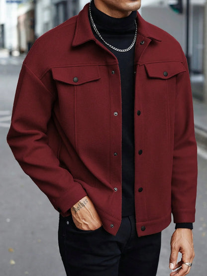 2026 Autumn/Winter European Style Button-Up Woolen Jacket for Men Casual, Sporty, Business Wear European Size