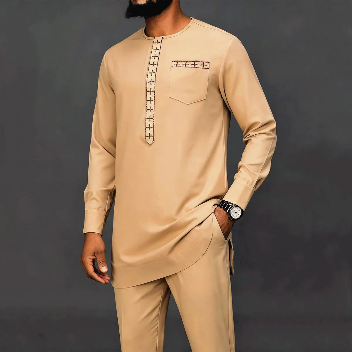 Novo Terno Masculino 2025, Bolso Branco, Conjunto de 2 Peças, Terno Casual de Luxo para Casamento, Estilo Tradicional Africano de Minorias Étnicas