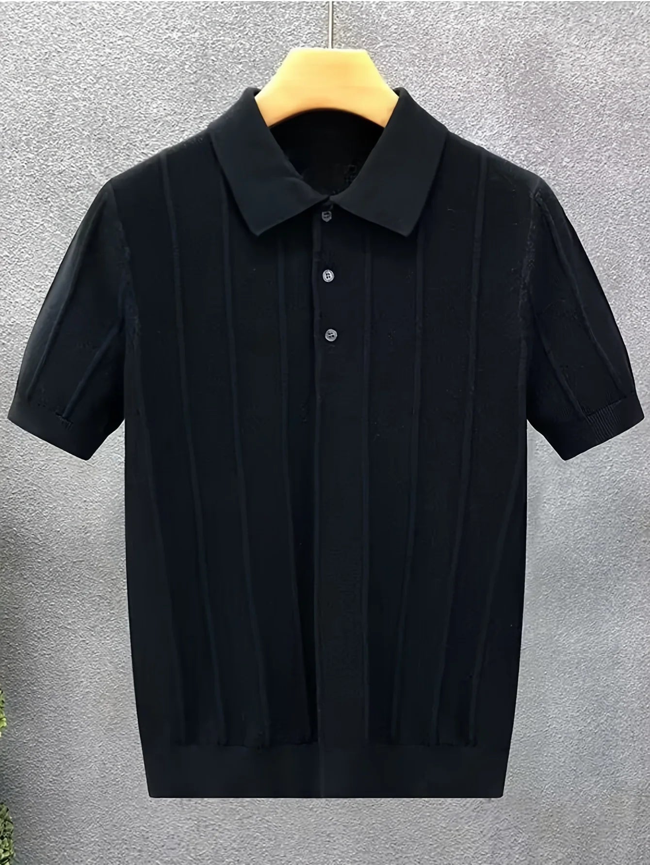 Suéter masculino de gola alta canelada - Camisa casual folgada de primavera com botões - Pulôver simples de cor única - Estilo aconchegante e moderno