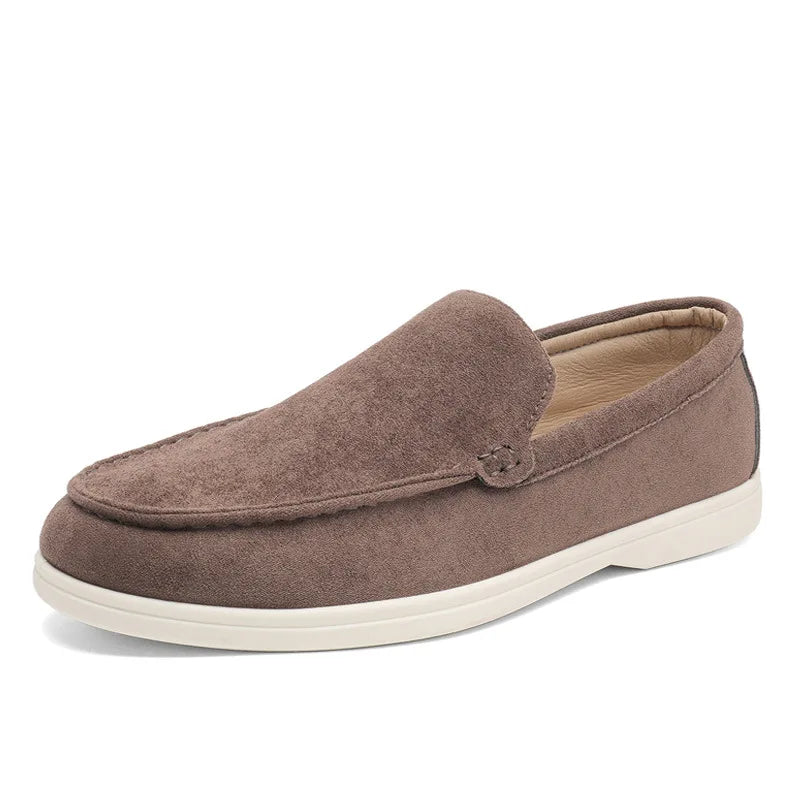 Mocassins Masculinos Confortáveis para Dirigir, Sapatos Slip-On de Couro Camurça Macio Antiderrapantes para Viagens Longas, Sapatos Casuais Masculinos para Caminhada