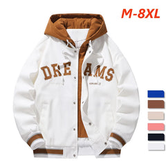 Jaqueta uniforme de beisebol de alta qualidade nova moda masculina outono nova marca all-match estudante jaqueta com capuz plus size casacos masculino 8xl