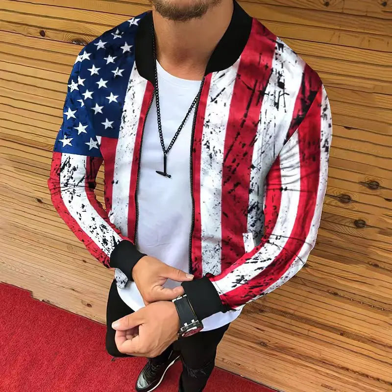 Jaqueta estampada com corte tridimensional masculina, moda casual, comércio exterior, outono e inverno , nova