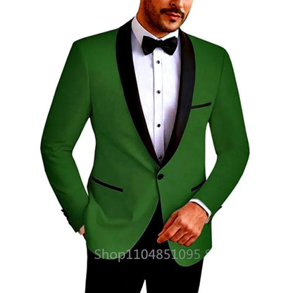 Casual sólido masculino blazer fino ajuste noivo terno de casamento jaqueta moda melhor homem jantar smoking casaco para negócios