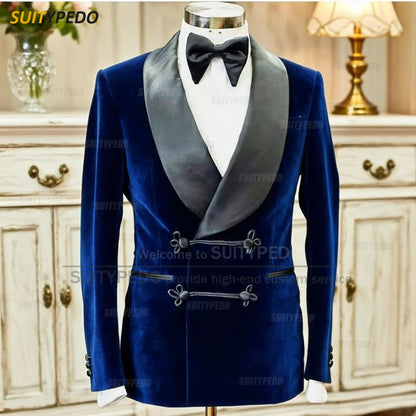 Elegante xale lapela blazers para homens moda outono inverno terno jaqueta breve trabalho de escritório smoking casaco 1 peça formal vestido de noite
