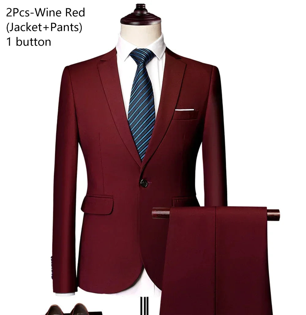 Ternos para homens elegante casamento 3 peças blazers outfit 2 conjunto jaquetas colete calças completo 2025 moda clássico negócios formal