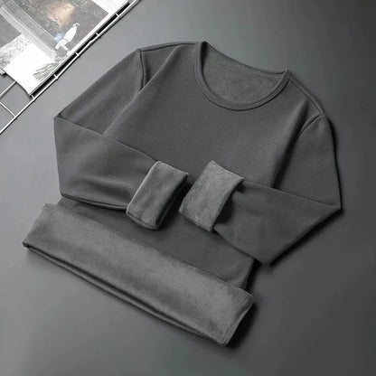 Forro de lã masculino engrossado manga longa camiseta em torno do pescoço base camisa roupas outono inverno manga longa respirável casual wear