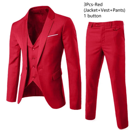 Ternos para homens elegante casamento 3 peças blazers outfit 2 conjunto jaquetas colete calças completo 2025 moda clássico negócios formal