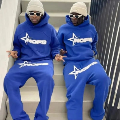 Moletom masculino Y2K Harajuku Hip Hop com estampa gráfica de letras, estilo folgado, modelo punk rock gótico 2024, com blusas, calças e streetwear.
