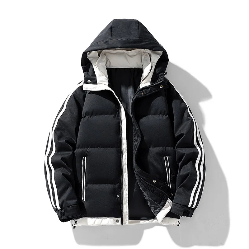 casaco com capuz casal novo inverno masculino algodão-acolchoado casaco tendência algodão-acolchoado casaco masculino e feminino acolchoado