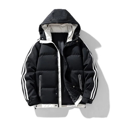 casaco com capuz casal novo inverno masculino algodão-acolchoado casaco tendência algodão-acolchoado casaco masculino e feminino acolchoado