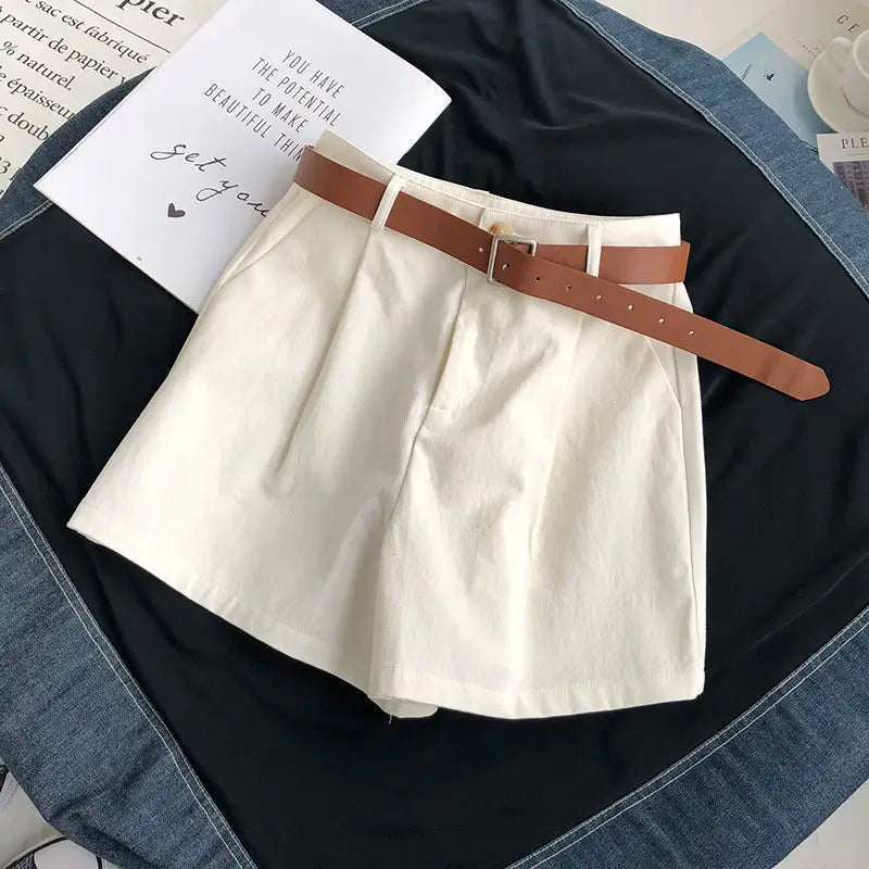 Calções de perna larga feminino cintura alta sólido all-match streetwear casual carga solto ajuste aconchegante chique popular simples básico verão mujer