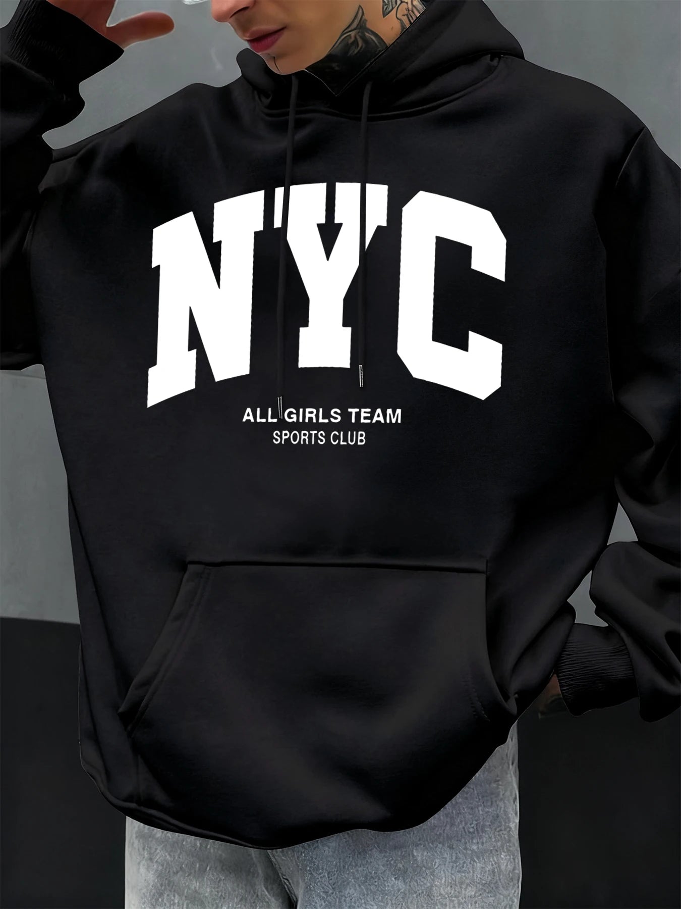 New York City Letter Eye-Catching Printed Man Hoodies Soft Casual Hoody Autumn Sportswear Fleece Hip Hop Tops Fashion Clothing