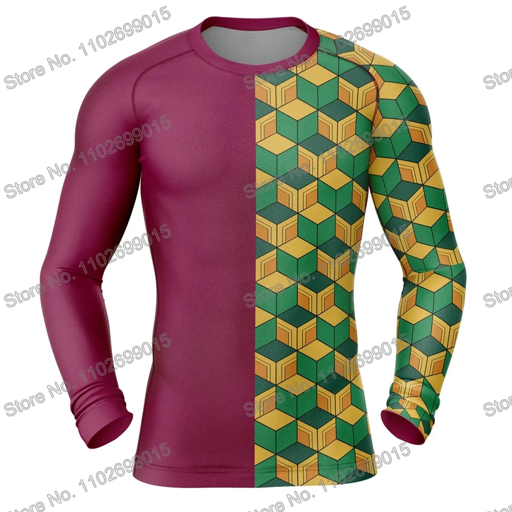 Matador de demônios Surfando Natação Mergulhando Camiseta Espartilho Manga comprida Guarda Erupção Trajes de banho Homens Proteção UV Roupas de surf Praia Tops de Fato Flutuante