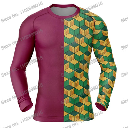 Matador de demônios Surfando Natação Mergulhando Camiseta Espartilho Manga comprida Guarda Erupção Trajes de banho Homens Proteção UV Roupas de surf Praia Tops de Fato Flutuante