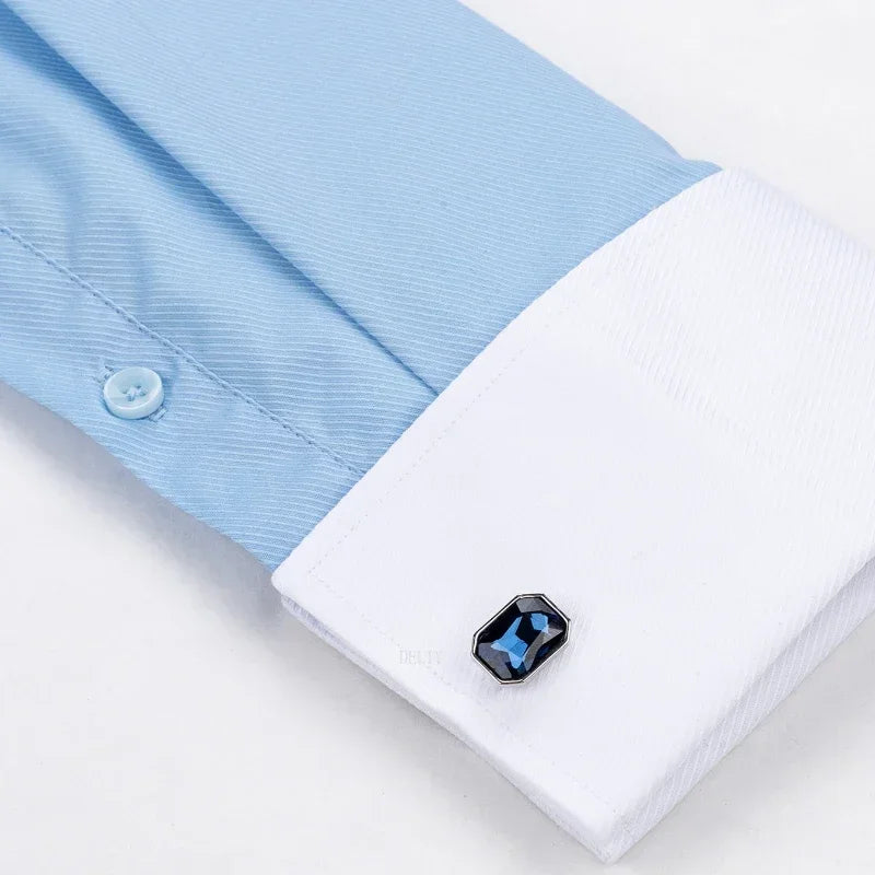 2024 nicho chique manga dupla dobrada gola windsor negócios camisa de manga comprida vestido masculino de alta qualidade aleatório abotoaduras francesas