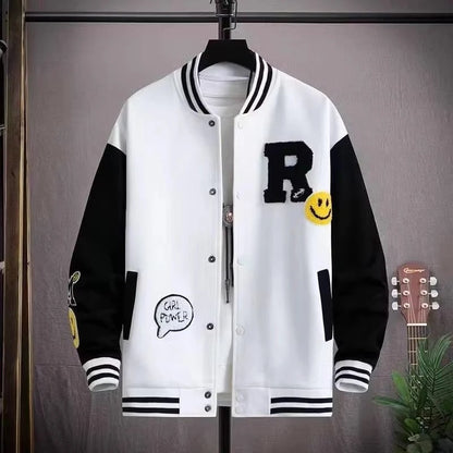 Carta bordada blusão masculino jaqueta de beisebol primavera novo estilo coreano harajuku hip-hop streetwear botão jaqueta universitária