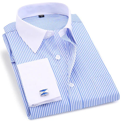 6xl oversized abotoaduras francesas camisa de manga longa para homens para trabalho negócios fino ajuste manga longa camisa masculina social formal