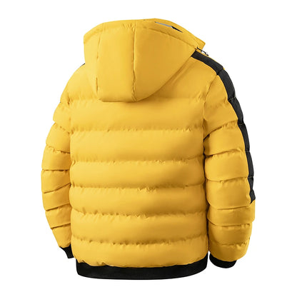 Jaqueta Puffer Masculina Grossa e Quente com Capuz, Casaco de Inverno Acolchoado Masculino, Parka Casual da Moda, Roupa Externa Acolchoada de Algodão, Casacos e Blusões
