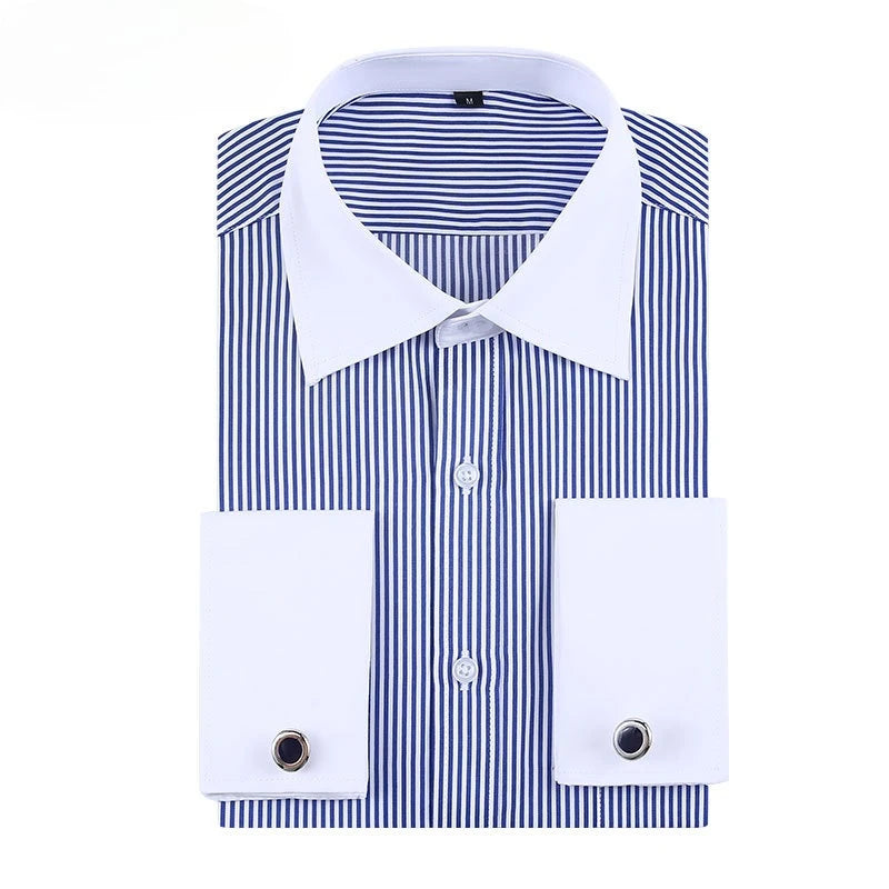 Social formal francês manguito manga longa camisa masculina festa de casamento escritório trabalho masculino vestido camisa cor sólida camisas brancas negócios 6xl